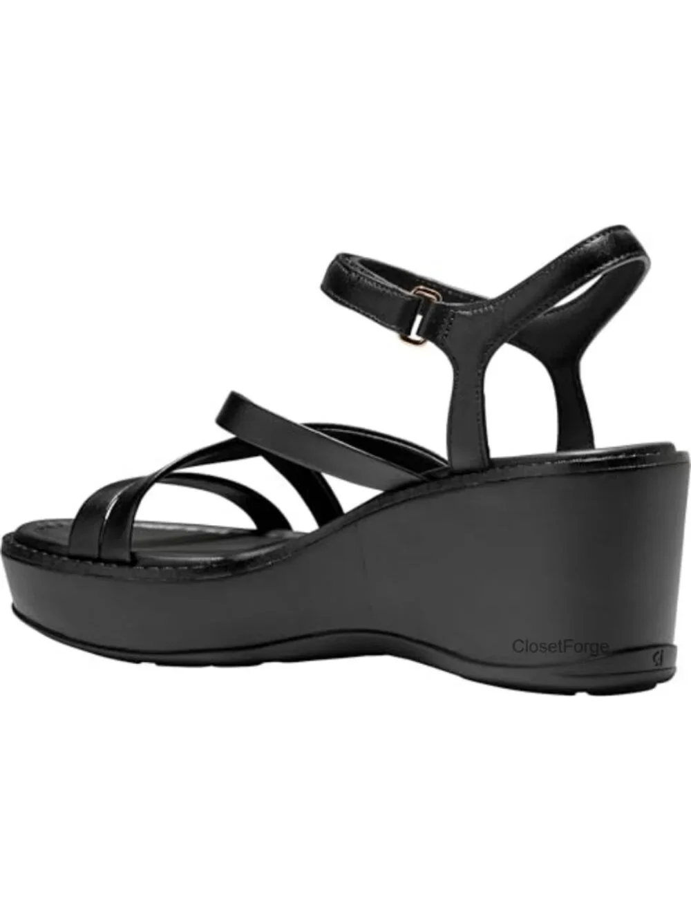 Strappy Wedge Sandals Leather Slip On Open Toe Comfortable
